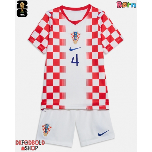 Kroatien Josko Gvardiol #4 Hjemmebanesæt Børn VM 2026 Kort ærmer (+ korte bukser)